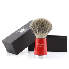 Super Badger Shaving Brush Handmade Bristle and Brass Handle Red Taper HARYALI