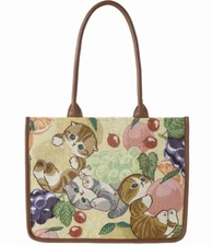 mofusand Gobelin Gusseted Square Tote Bag ( Fruit ) Japan NEW