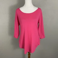 INCASHMERE Pink 100% Cashmere Sweater Size Large L Pullover 3/4 Sleeve