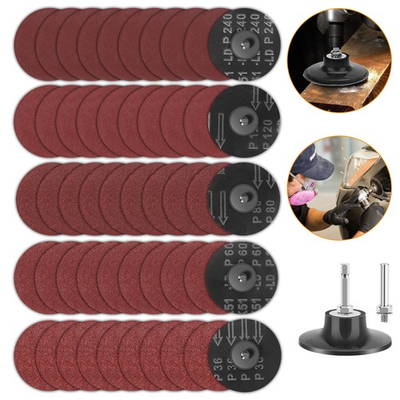 #ad 53PCS 3 inch Sanding Disc Roll Lock Quick Change Disc Surface Conditioning Disc $17.98