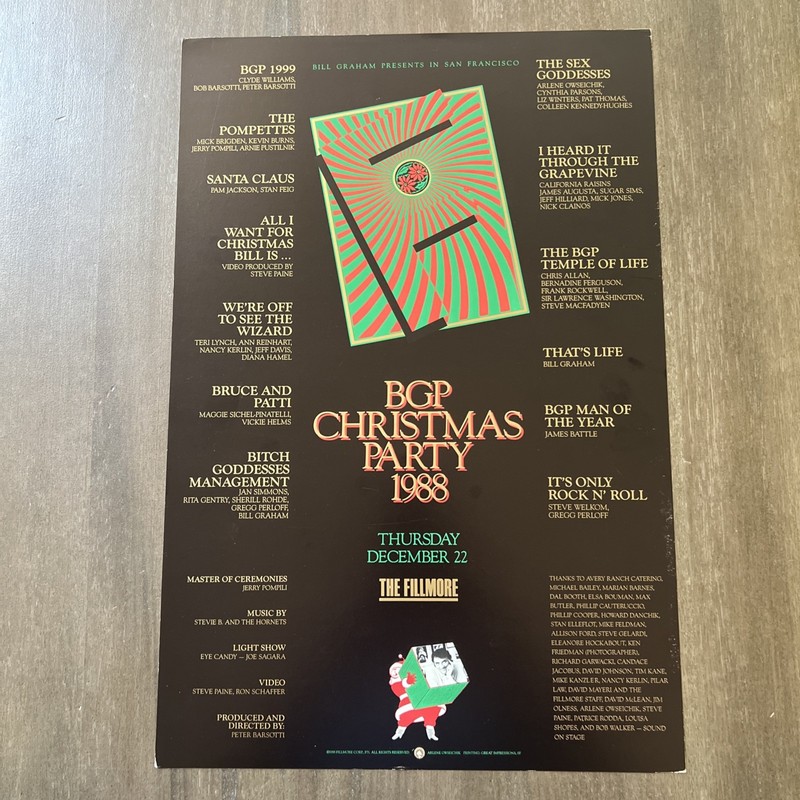 BGP Bill Graham Christmas Party Original Poster 1988 Fillmore San Francisco 