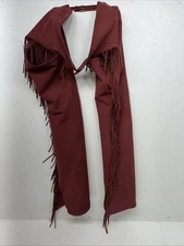 NOS Burgundy Show Chaps With Fringe Adjustable Waist 35” N-19