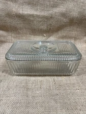 Rectangle Glass Refrigerator Dish With Lid Vintage 9x5.5
