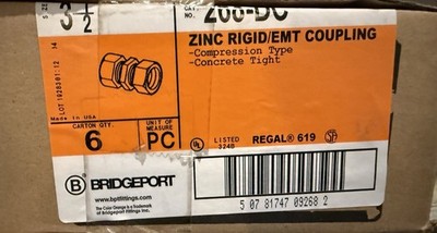 Bridgeport 268-DC  3-1/2'' EMT Compression Coupling Concrete Tight Box of 6 New