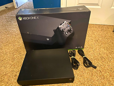 Microsoft Xbox One X 1TB Black 4K UHD Console w/ Box Cables HDR Blu-Ray