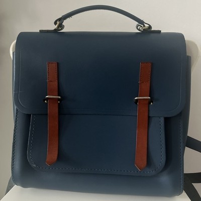 cambridge leather satchel backpack The Cambridge Satchel Company Messenger Backpack in Blue and Tan Leather
