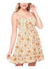 TEEZE ME Womens Tie Spaghetti Strap Short Party Fit + Flare Dress