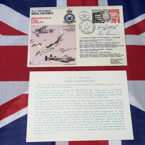 RAF FDC 57 Squadron Signed by 3 Squadron veterans inc Sir Michael Beetham WW2
