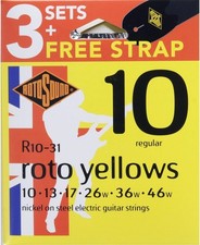 Rotosound R10-31 Electric Guitar Strings with Strap (Pack of 3) R10 Regular 10-4