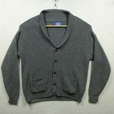 Pendleton Sweater Mens Large Gray Wool Acrylic Cardigan Dad Grandpa