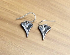 Vintage Hagit Gorali Sterling Heart Shaped Fish Hook Pierced Earrings