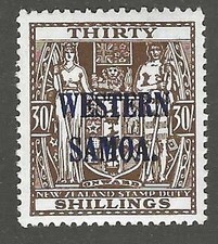 Samoa, Scott #199, 30 Shillings, blue overprint, Mint, Never Hinged