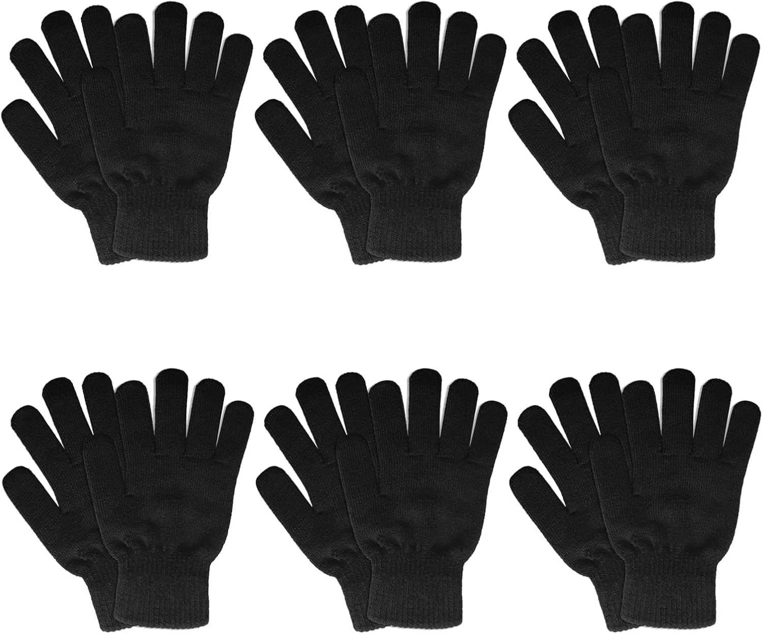 6 Pairs Winter Gloves for Women Men'S Warm Knit Gloves for Clod Weather Black Ma