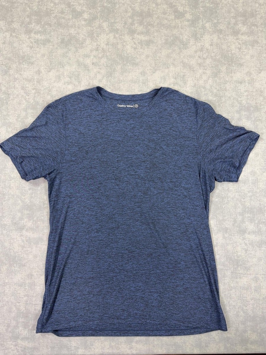 Outdoor Voices Shirt Mens M Blue Solid Basic Tee Tagless Crew Neck Short Sleeve