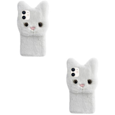  2 stücke Plüschkatze Telefon Fall Entzückende Telefonschutzkompatibel mit