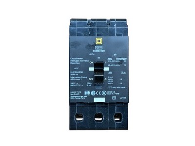 SQUARE D EDB34100 100A 3-PHASE 3-POLE 480Y/277V E-FRAME BOLT-ON CIRCUIT BREAKER