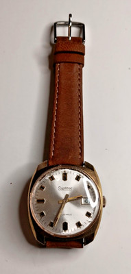 Swank Manual Wind Mens Watch 34mm NOS Hadley Roma Strap Read Description