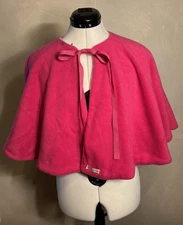 Uneek Women’s Barbiecore Pink Reversible Short Tie-Neck Cape Poncho Shawl|Sz:S/M