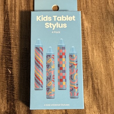 Kids Tablet Stylus 4-Pack Universal Soft Rubber Crayon Shape Multicolor 3.5in
