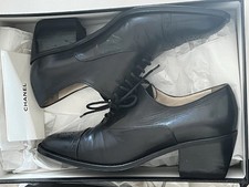 CHANEL Women Black Leather Oxford Dress Shoes Size 36 / 6 US Made In France
