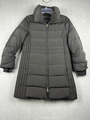 Talbots Coat Womens Small Petite Black Down Puffer Long Quilted Winter Jacket