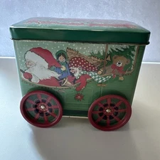 Vtg Keller-Charles Of Philadelphia Christmas Tin With Moving Wheels