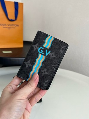 Louis Pocket Organizer Monogram Eclipse Stripe Card Holder New