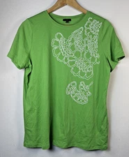 Talbots Womens 1X green Embroidered Short Sleeve Crewneck beaded embroidered