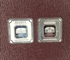 2 Geiger Edelmetalle 10 Gram.999 Fine Silver Square Bars Schloss Guldengossa RAW
