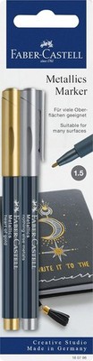 FABER-CASTELL 160796 Metallics Marker Faserspitze Metalliceffekt gold silber 2St