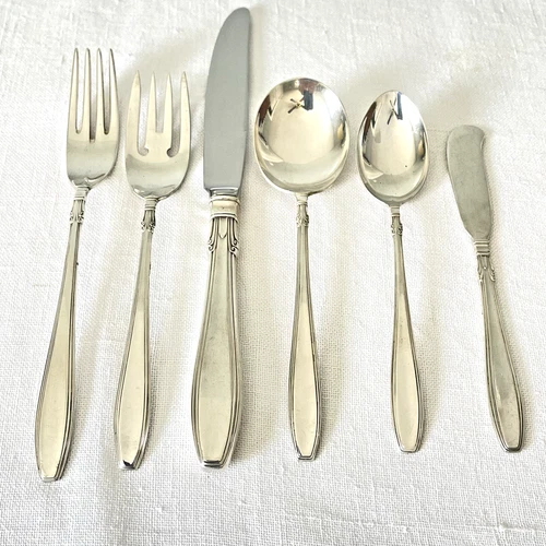 Gorham Nocturne Sterling Silver 6-Piece Place Setting No Monogram Elegant Deco