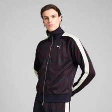 Puma Select NeverWorn T7 Track Jacket Mens Small New Navy Pattern Zip ORG 140