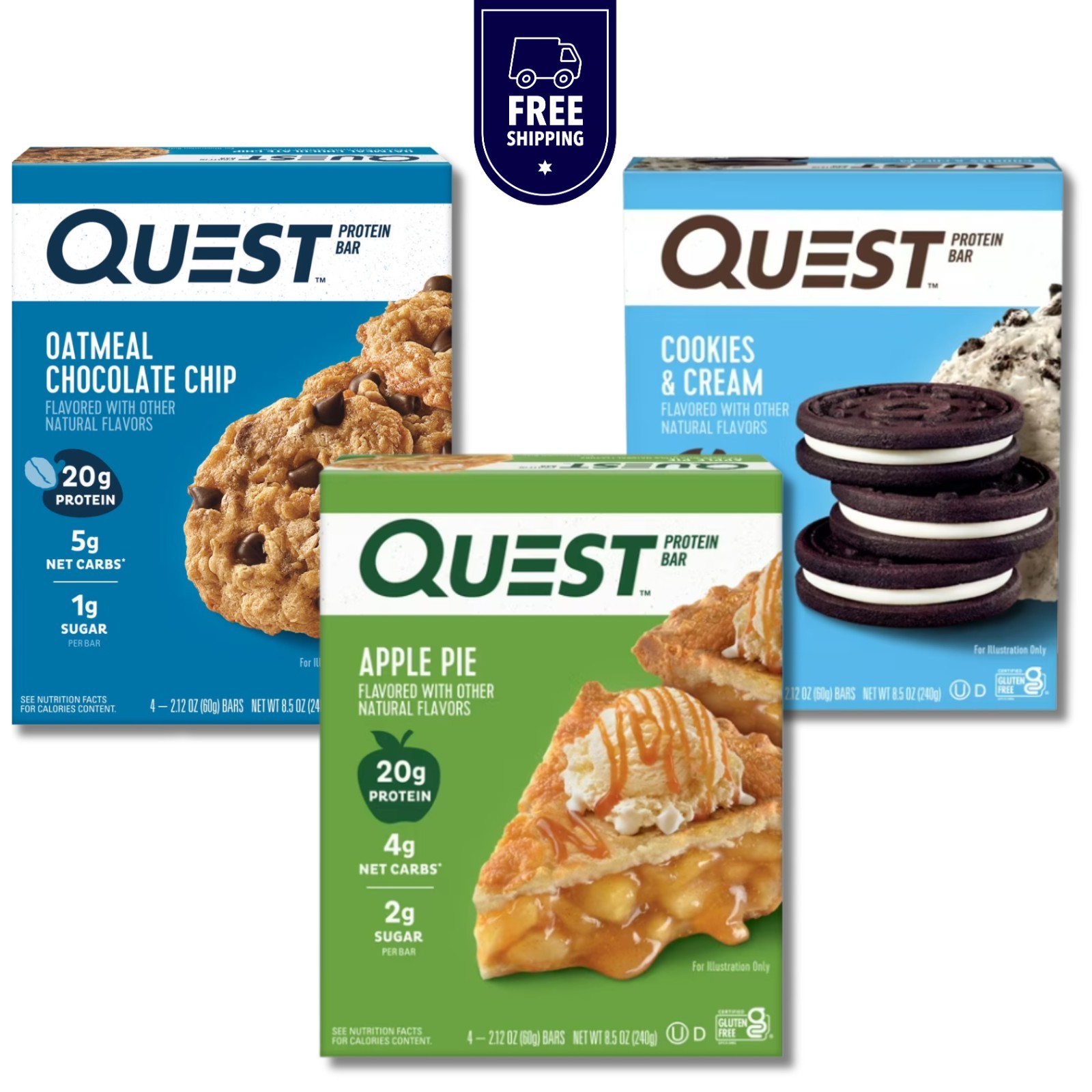 Quest Protein Bar, Verity Pack, 20g Protein, 12 Ct, 14g of Fiber 4g Net Carbs