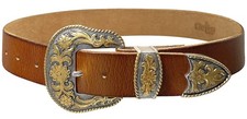 BS040-S5521 Floral Engraved Western Fashion Style Full Grain Leather Belt 1-1...