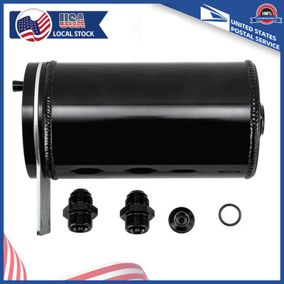 Aluminum Recovery Tank Open Loop 8 In Tall 4 In Diameter 10AN Male Inlet Outle