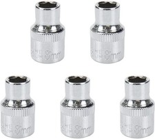 Shallow Socket 3/8 Inch Drive 8mm 6 Point -5pcs 8mm, Silver