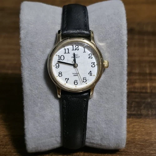 Vtg Timex Indiglo Women Casual Black Leather Quartz Analog Watch - New Battery