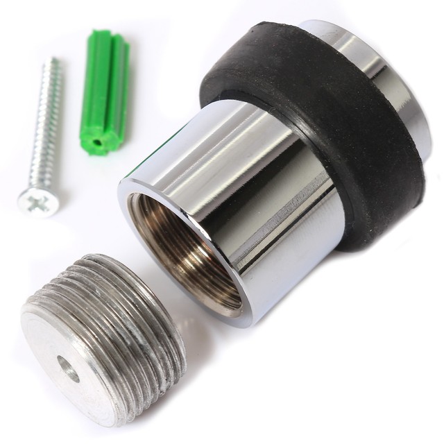 Heavy Duty Protective Door Stop Polished Chrome Rubber Ring Doorstopper