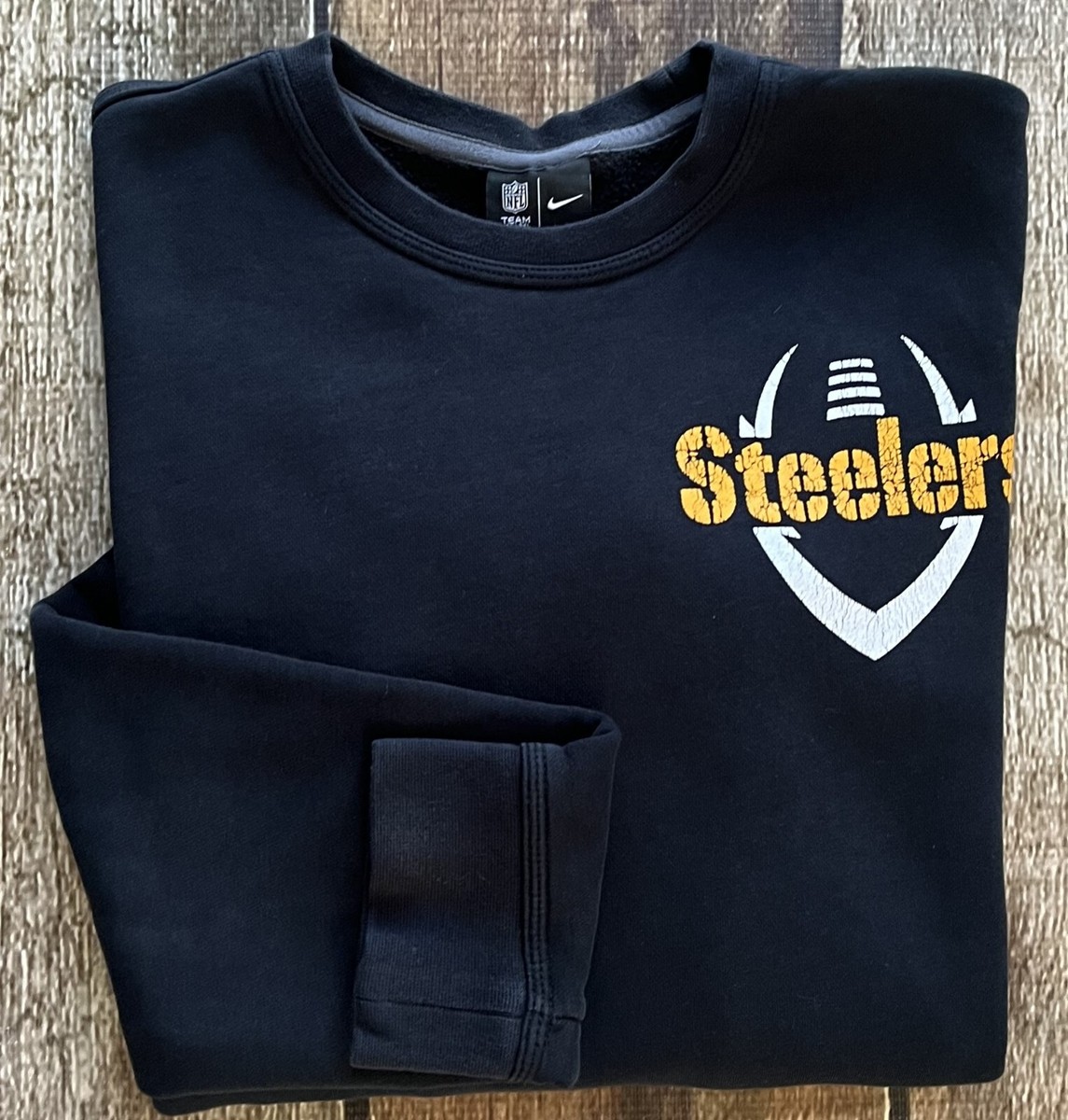 NIKE NFL TEAM APPAREL PITTSBURGH STEELERS CREWNECK SWEATSHIRT BLACK MENS  MEDIUM