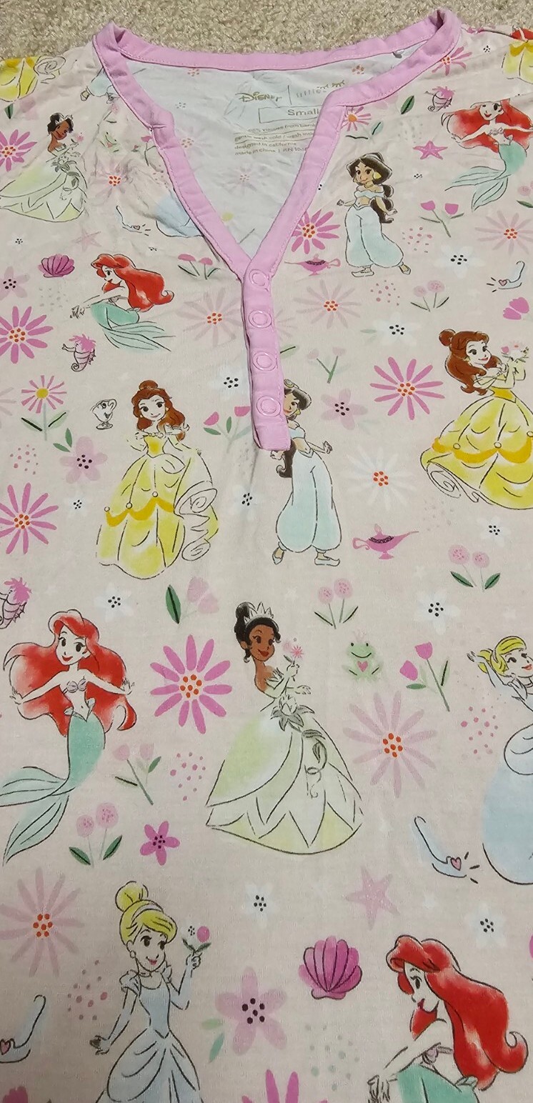 LITTLE SLEEPIES Disney Princess Mom Pajamas SMALL Top… Gem