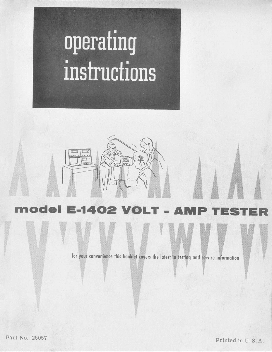 Allen Electric Co Volt Amp Tester Operating Instructions Manual