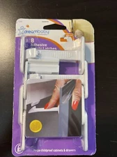 Dreambaby Adhesive Safety Latches for Drawers & Cabinets, White, 8 Count