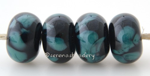 BLACK OCEAN Frit * handmade lampwork glass beads TANERES sra black teal blue - Picture 3 of 3
