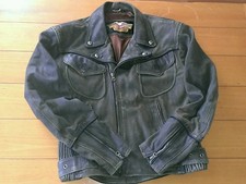  GRANDE VESTE HARLEY DAVIDSON EN CUIR MARRON VIEILLI BILLINGS