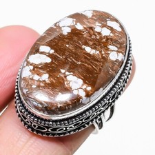 Wild Horse Jasper Gemstone 925 Sterling Silver Jewelry Ring Size 7.75 US 