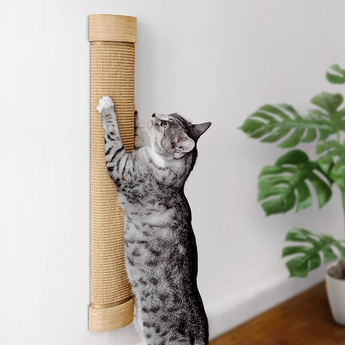 Wall Mounted Cat Scratching Post Wall Mount Wooden Sisal Cat