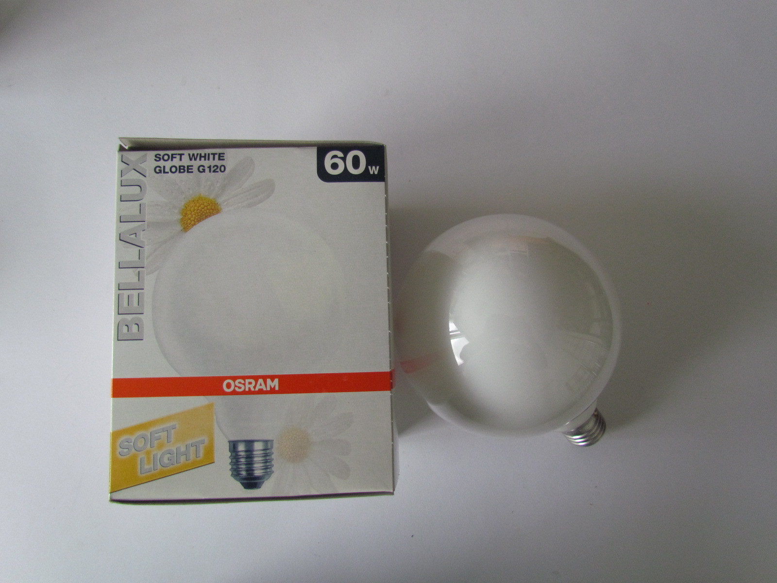 OSRAM/RADIUM Bellalux Globe G120 E27 60W Soft White | White Globe Lamp 120Mm