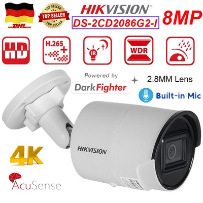 Hikvision DS-2CD2086G2-I 4K 8MP POE AcuSense DarkFighter Bullet IP Kamera 2.8MM