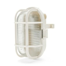 Plafoniera Applique Lampada tartaruga ovale vetro + plastica E27 Bianco IP44