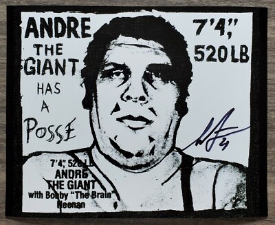 レア！Shepard Fairey(OBEY)xMike Giant サイン入り SHEPARD FAIREY STREET ARTIST SIGNED ANDRE GIANT 'OBEY' 8x12